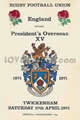 England v President's XV 1971 rugby  Programme